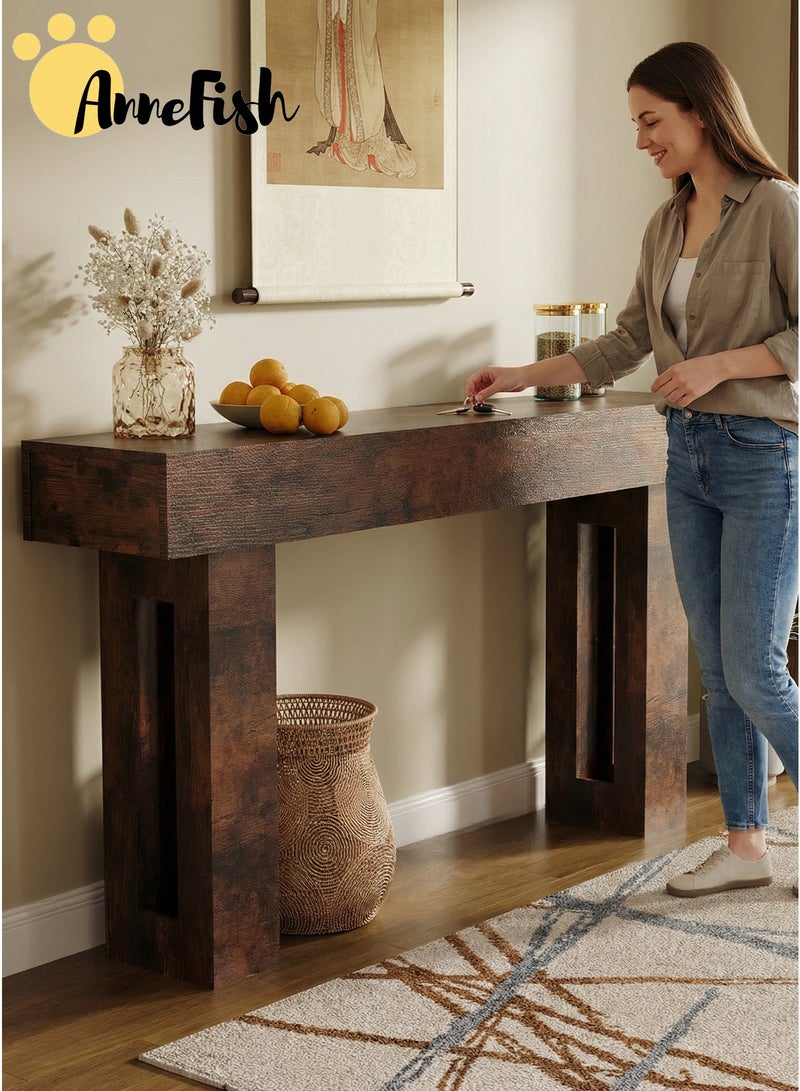 AnneFish 160*35*90cm Console Table with Power Outlet Farmhouse Long Entryway Couch Table Large Sofa Table Entry Foyer Hallway Table Behind Sofa Station Console Hallway Stand for Entrance Living Room - Image 1